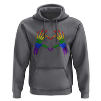 Rainbow Skeleton Heart Hands Hoodie LGBTQ Pride Support Graphic