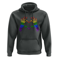 Rainbow Skeleton Heart Hands Hoodie LGBTQ Pride Support Graphic