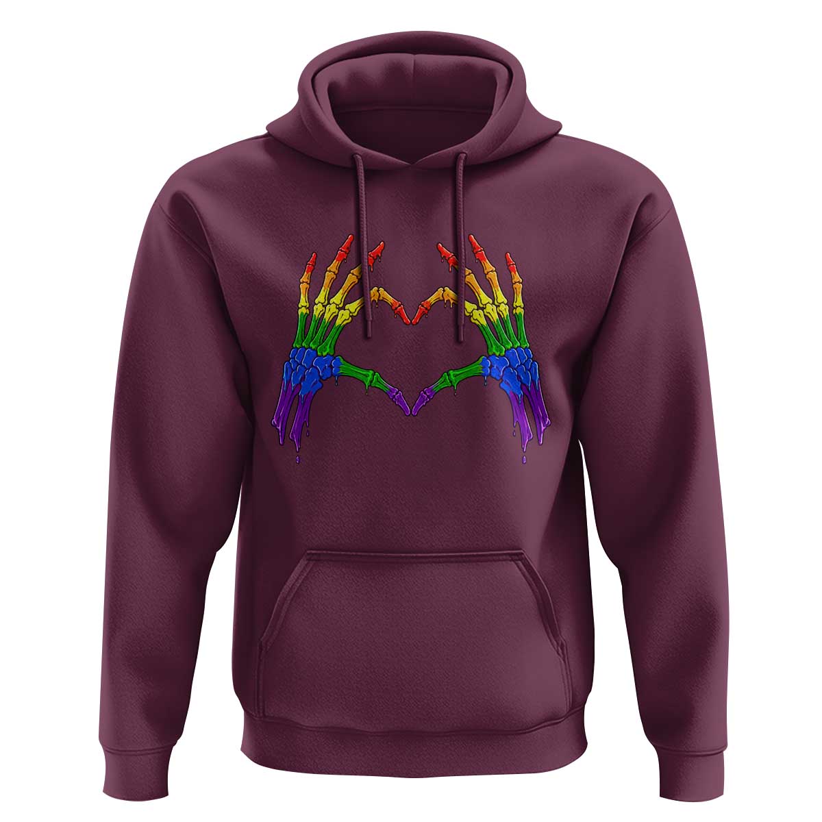 Rainbow Skeleton Heart Hands Hoodie LGBTQ Pride Support Graphic