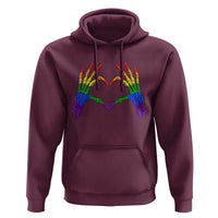 Rainbow Skeleton Heart Hands Hoodie LGBTQ Pride Support Graphic