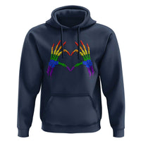 Rainbow Skeleton Heart Hands Hoodie LGBTQ Pride Support Graphic