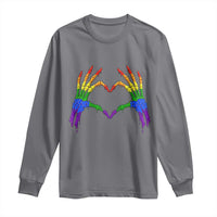 Rainbow Skeleton Heart Hands Long Sleeve Shirt LGBTQ Pride Support Graphic
