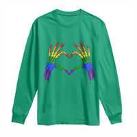 Rainbow Skeleton Heart Hands Long Sleeve Shirt LGBTQ Pride Support Graphic