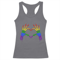 Rainbow Skeleton Heart Hands Racerback Tank Top LGBTQ Pride Support Graphic