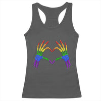 Rainbow Skeleton Heart Hands Racerback Tank Top LGBTQ Pride Support Graphic