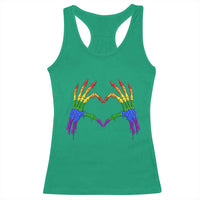 Rainbow Skeleton Heart Hands Racerback Tank Top LGBTQ Pride Support Graphic