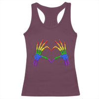 Rainbow Skeleton Heart Hands Racerback Tank Top LGBTQ Pride Support Graphic