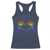 Rainbow Skeleton Heart Hands Racerback Tank Top LGBTQ Pride Support Graphic