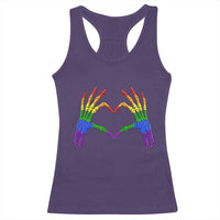 Rainbow Skeleton Heart Hands Racerback Tank Top LGBTQ Pride Support Graphic
