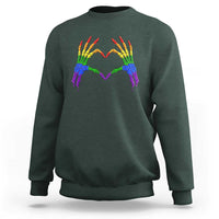 Rainbow Skeleton Heart Hands Sweatshirt LGBTQ Pride Support Graphic