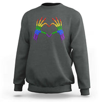 Rainbow Skeleton Heart Hands Sweatshirt LGBTQ Pride Support Graphic