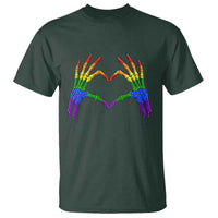 Rainbow Skeleton Heart Hands T Shirt LGBTQ Pride Support Graphic