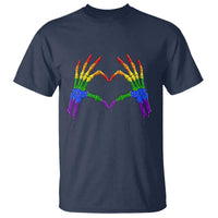 Rainbow Skeleton Heart Hands T Shirt LGBTQ Pride Support Graphic