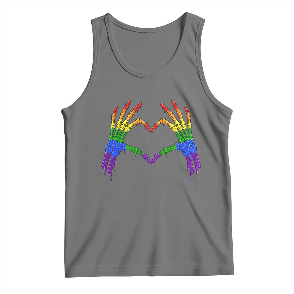 Rainbow Skeleton Heart Hands Tank Top LGBTQ Pride Support Graphic
