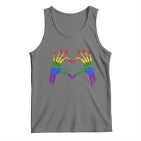 Rainbow Skeleton Heart Hands Tank Top LGBTQ Pride Support Graphic