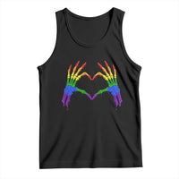 Rainbow Skeleton Heart Hands Tank Top LGBTQ Pride Support Graphic