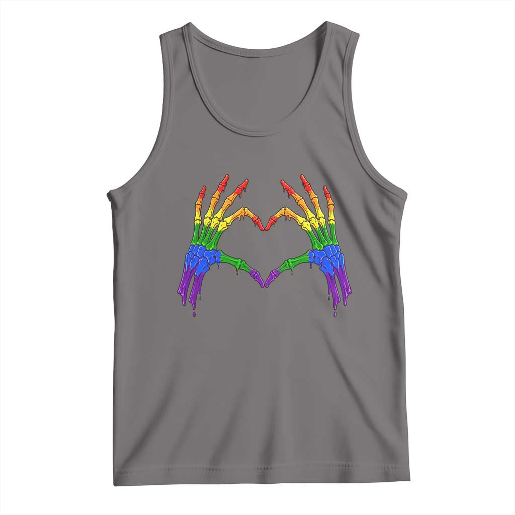 Rainbow Skeleton Heart Hands Tank Top LGBTQ Pride Support Graphic