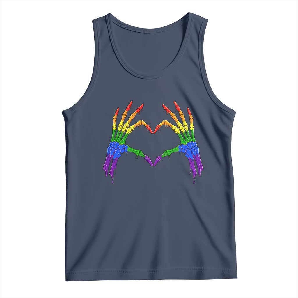 Rainbow Skeleton Heart Hands Tank Top LGBTQ Pride Support Graphic