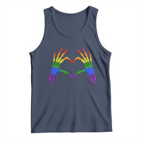 Rainbow Skeleton Heart Hands Tank Top LGBTQ Pride Support Graphic