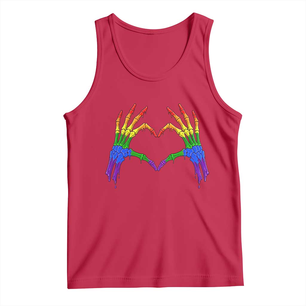 Rainbow Skeleton Heart Hands Tank Top LGBTQ Pride Support Graphic