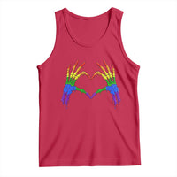 Rainbow Skeleton Heart Hands Tank Top LGBTQ Pride Support Graphic