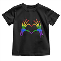 Rainbow Skeleton Heart Hands Toddler T Shirt LGBTQ Pride Support Graphic