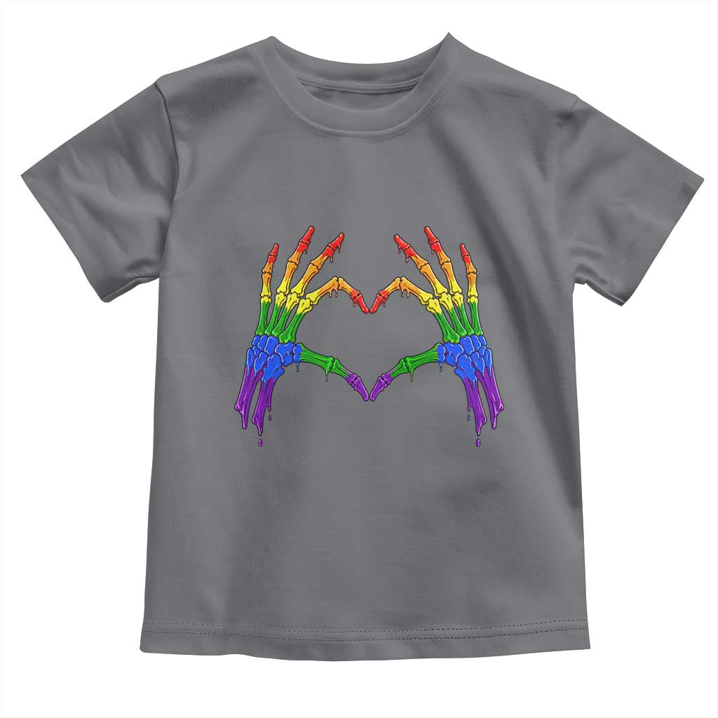 Rainbow Skeleton Heart Hands Toddler T Shirt LGBTQ Pride Support Graphic