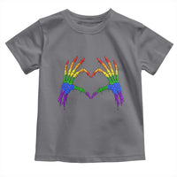Rainbow Skeleton Heart Hands Toddler T Shirt LGBTQ Pride Support Graphic