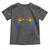 Rainbow Skeleton Heart Hands Toddler T Shirt LGBTQ Pride Support Graphic