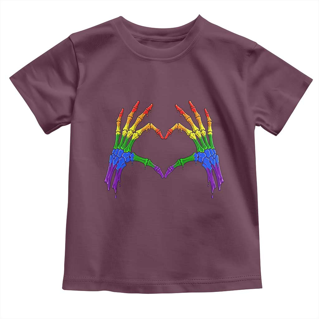 Rainbow Skeleton Heart Hands Toddler T Shirt LGBTQ Pride Support Graphic