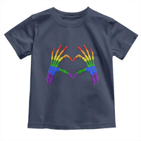 Rainbow Skeleton Heart Hands Toddler T Shirt LGBTQ Pride Support Graphic