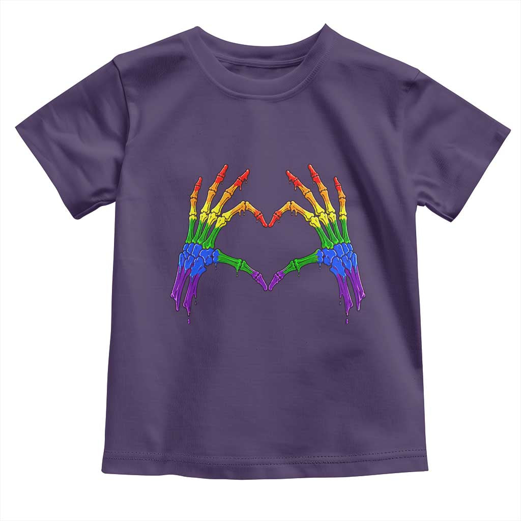 Rainbow Skeleton Heart Hands Toddler T Shirt LGBTQ Pride Support Graphic