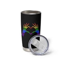 Rainbow Skeleton Heart Hands Tumbler Cup LGBTQ Pride Support Graphic