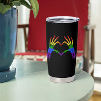 Rainbow Skeleton Heart Hands Tumbler Cup LGBTQ Pride Support Graphic