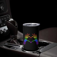 Rainbow Skeleton Heart Hands Tumbler Cup LGBTQ Pride Support Graphic