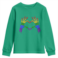 Rainbow Skeleton Heart Hands Youth Sweatshirt LGBTQ Pride Support Graphic