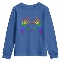 Rainbow Skeleton Heart Hands Youth Sweatshirt LGBTQ Pride Support Graphic