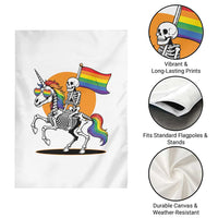 Funny Skeleton Riding Unicorn LGBTQ Pride Garden Flag Rainbow Fantasy Graphic