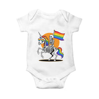 Funny Skeleton Riding Unicorn LGBTQ Pride Baby Onesie Rainbow Fantasy Graphic