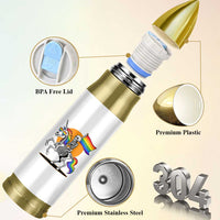 Funny Skeleton Riding Unicorn LGBTQ Pride Bullet Tumbler Rainbow Fantasy Graphic