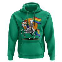 Funny Skeleton Riding Unicorn LGBTQ Pride Hoodie Rainbow Fantasy Graphic
