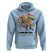 Funny Skeleton Riding Unicorn LGBTQ Pride Hoodie Rainbow Fantasy Graphic