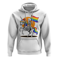 Funny Skeleton Riding Unicorn LGBTQ Pride Hoodie Rainbow Fantasy Graphic