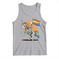 Funny Skeleton Riding Unicorn LGBTQ Pride Tank Top Rainbow Fantasy Graphic