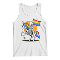 Funny Skeleton Riding Unicorn LGBTQ Pride Tank Top Rainbow Fantasy Graphic