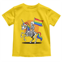 Funny Skeleton Riding Unicorn LGBTQ Pride Toddler T Shirt Rainbow Fantasy Graphic