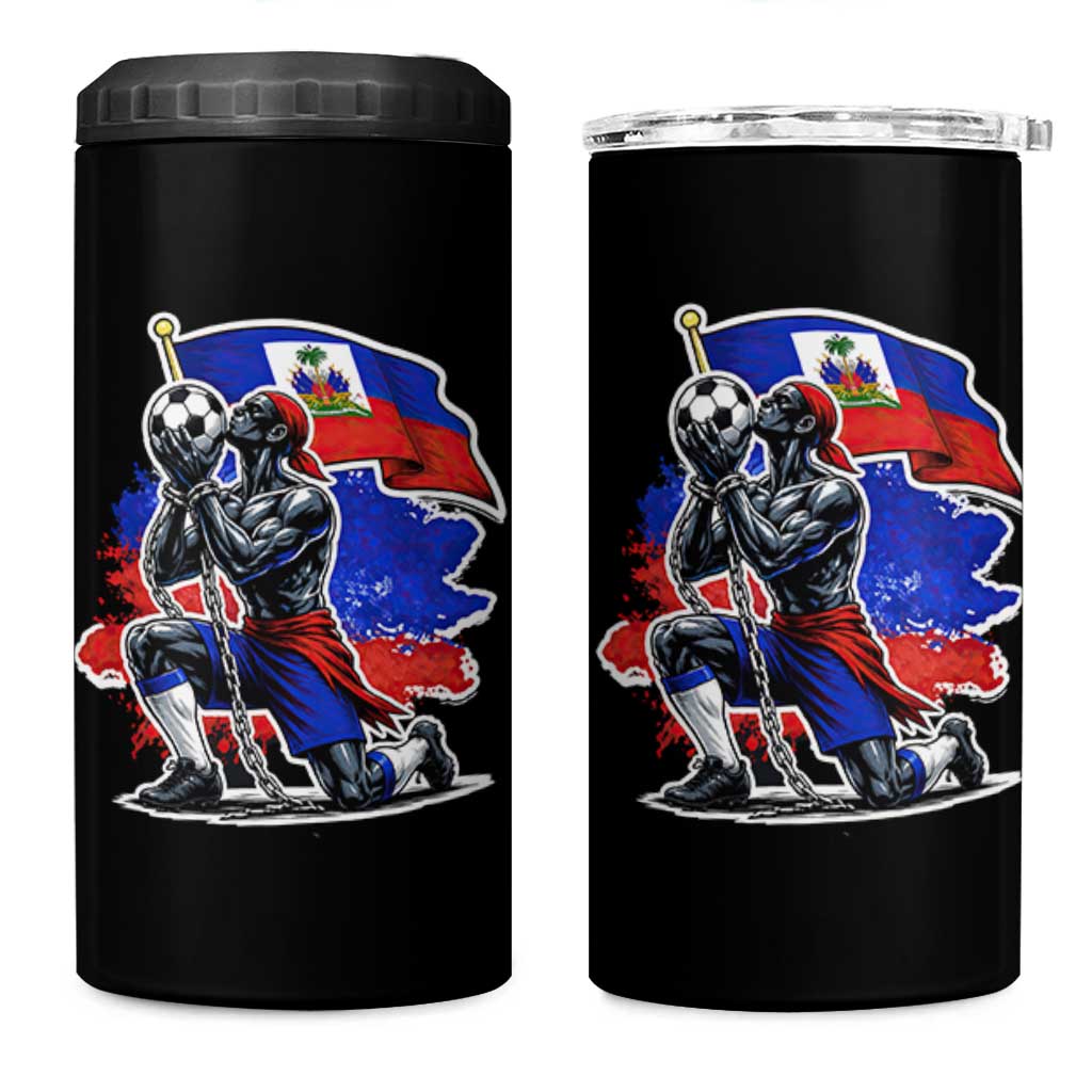Proud Haiti Soccer Fan 4 in 1 Can Cooler Tumbler Ayiti Heritage Pride