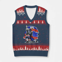 Proud Haiti Soccer Fan V-Neck Knit Sweater Vest Ayiti Heritage Pride