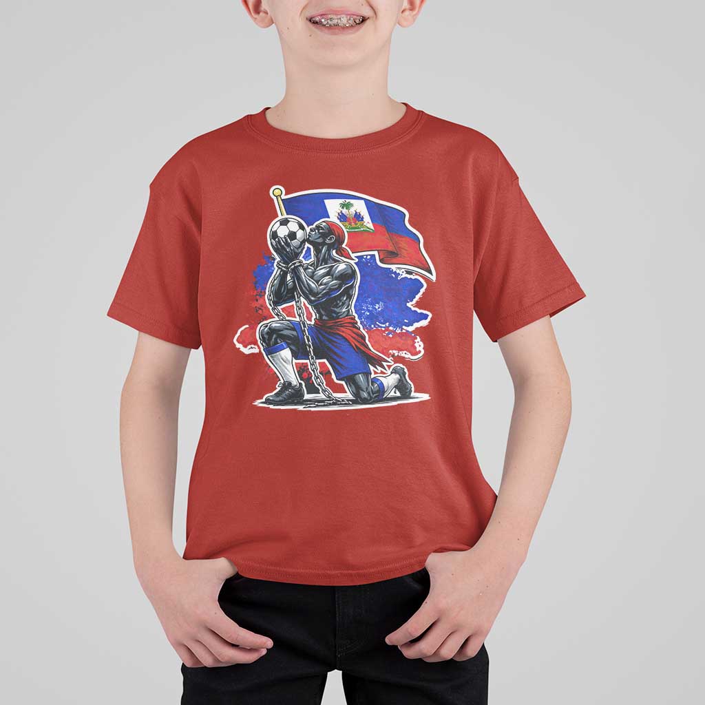 Proud Haiti Soccer Fan T Shirt For Kid Ayiti Heritage Pride