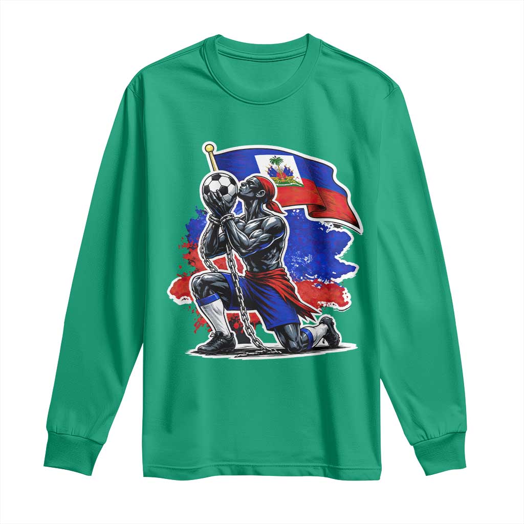 Proud Haiti Soccer Fan Long Sleeve Shirt Ayiti Heritage Pride